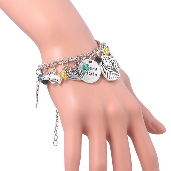 

retro silver charms bracelet bangle sun lion king life tree pandent women crystal bracelets jewelry gifts, Golden;silver