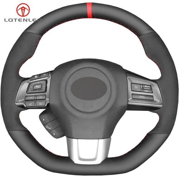 

lqtenleo black genuine leather suede diy hand-stitched car steering wheel cover for wrx (sti) 2020-2020 levorg 2020-2020