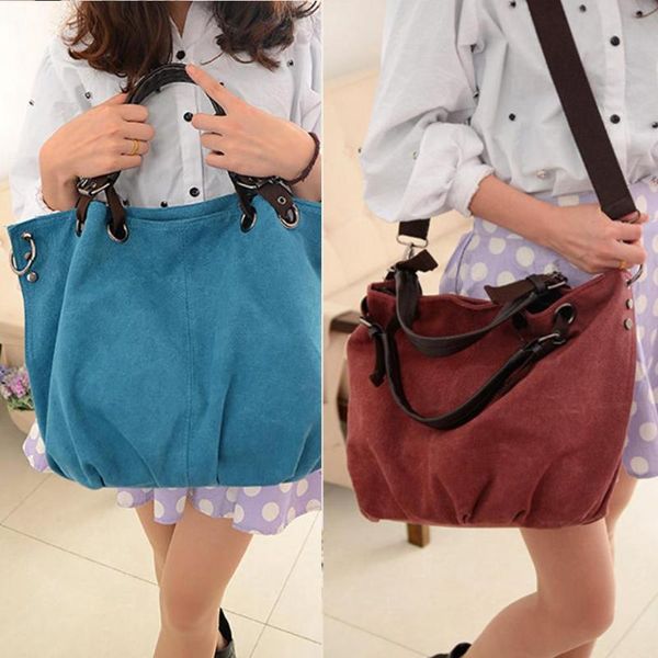 

fashion women solid color zip tote handbag shoulder crossbody pouch canvas bag