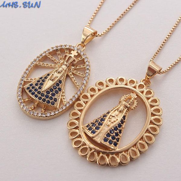 

mhs.sun fashion religious style women chain necklace with zircon pendants choker girls mosaic cz jewelry 1pcs/lot, Silver
