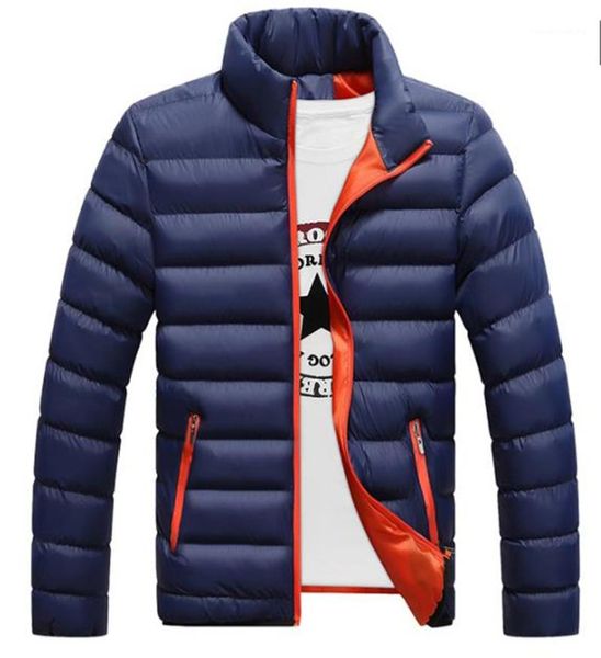 

designer cotton padded jackets fashion zipper pockets mens cotton outerwears casual males clothing striped panelled mens, Black;brown