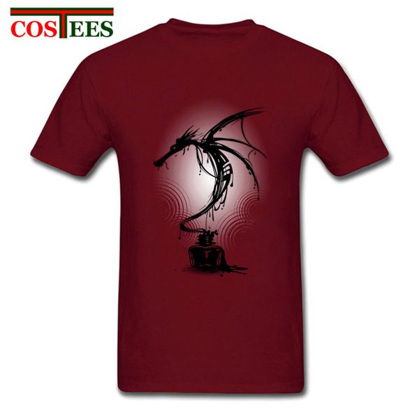

new arrivals ink raven men customized t-shirt novelty thrones casual game tee ink dragon man retro digital printing t shirt