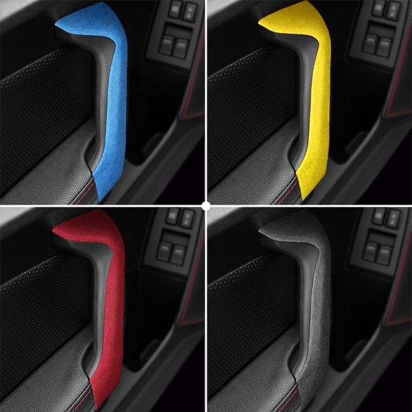 

alcantara suede wrapping car inner door handle abs covers armrest panel molding trim strips for subaru brz toyota 86 2013-2020