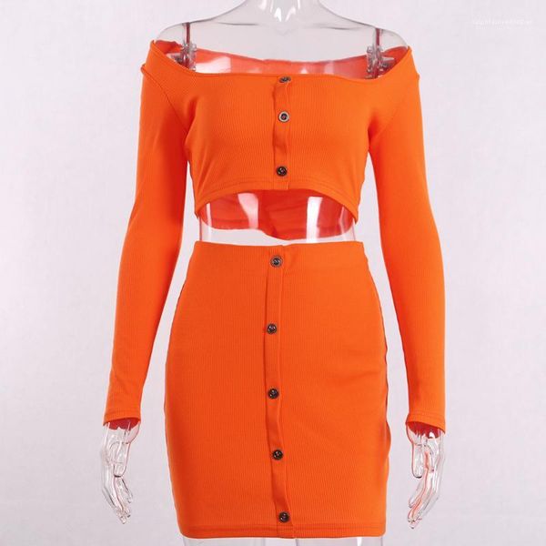

casual candy color women designer clothes fashion women 2 piece set dresses spring slim dress with button slash neck 2pcs, White