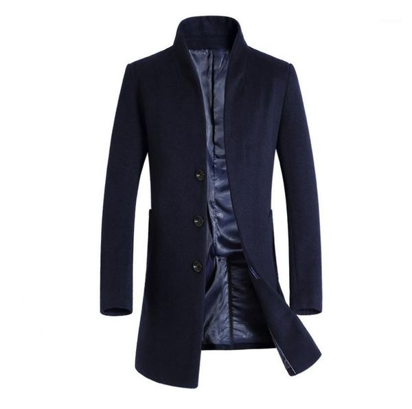 

trench coats lapel neck long coats button business style fashion hoome clothing winter men solid, Tan;black