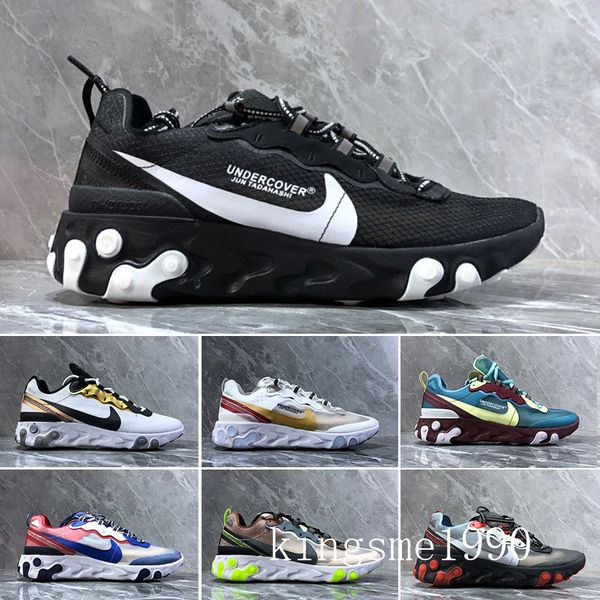 

react element 55 87 running shoes for men women triple black royal tint metallic gold mens trainer sports sneakers runners by-4l