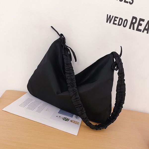 

shoulder bag nylon large bag women's new 2020 student class solid color portable bucket shoulder messenger tide