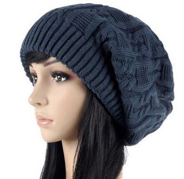 

beanie/skull caps women warm casual beanies stripes knitted female hat autumn winter cap for girl, Blue;gray