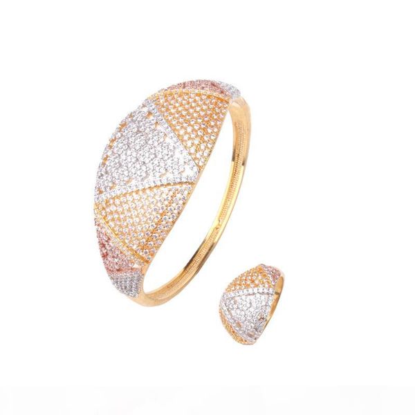 

luxury fashion classic multicolor bracelet ring copper zircon jewelry bride wedding party jewelry in dubai, africa b1107, Black