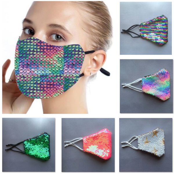 

masks designer fashion bling bling sequin protective mask dustproof washable windproof reuse face mask elastic earloop mouth mask hh9-3102