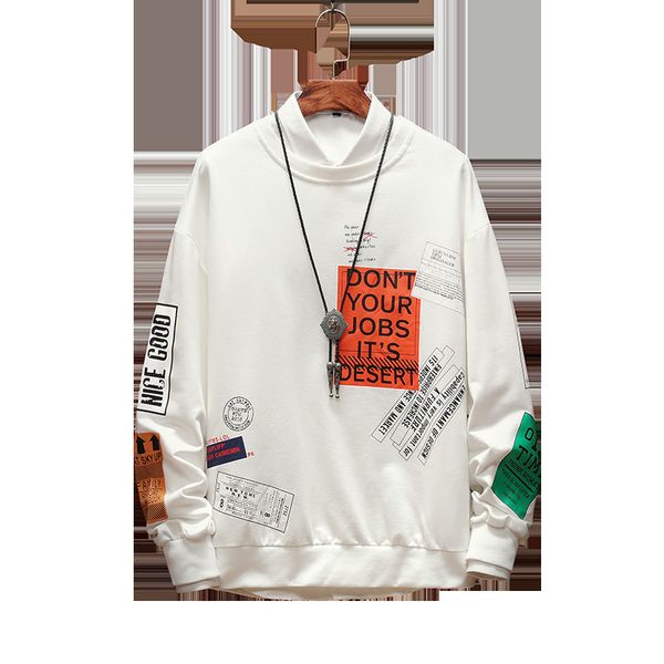 

men's hip hop, mens large hoodies, autumn 2019, cotton, warm white sweatshirt, Black