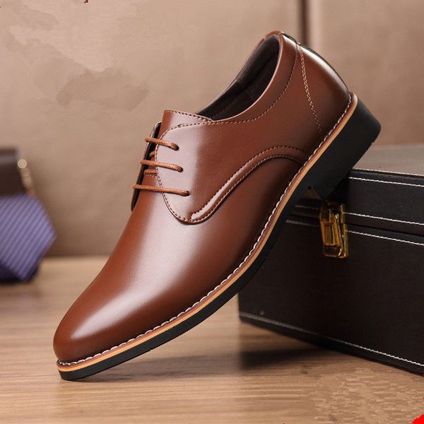 

formal shoes men pointed toe men dress shoes genuine leather oxford fashion wedding footwear, Black