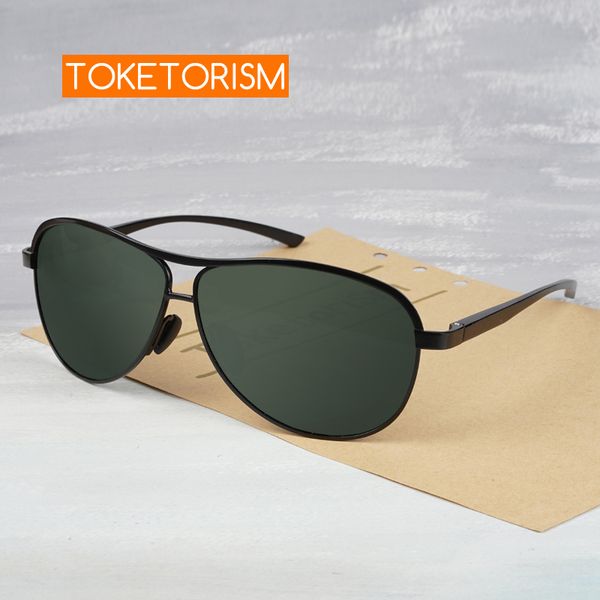 

toketorism polarized sunglasses for men oversize metal frame glasses for driving, White;black