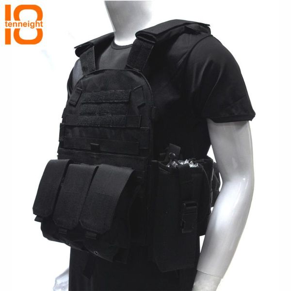 

tenneight lightweight 6094 tactical vest outdoor hunting combat vest body armor cs camouflage equipment, Camo;black
