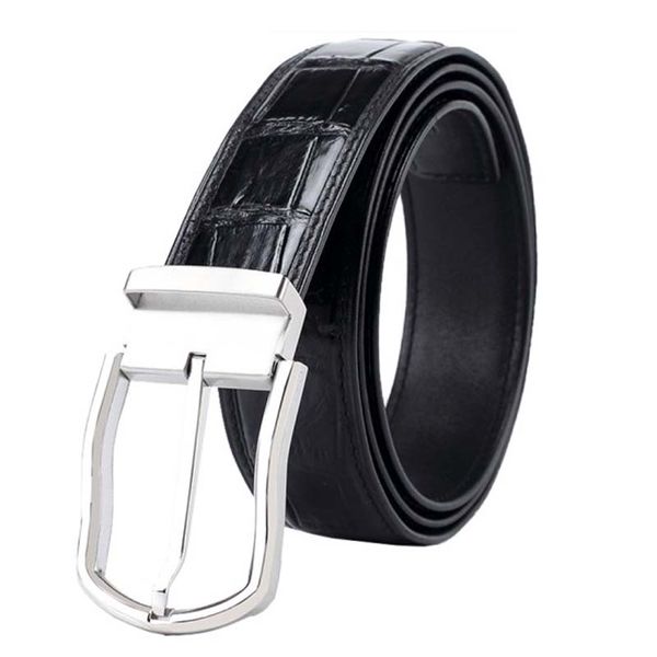

yinshang crocodile leather belt for men men belt for crocodile leather steel buckle gold buckle brown, Black;brown
