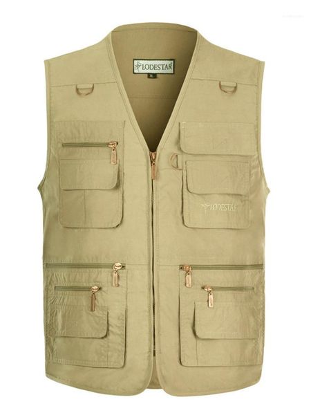 

outerwear plus size summer sleeveless mens vests 16 pockets pgraph waistcoat fishing casual v neck homme, Black;white