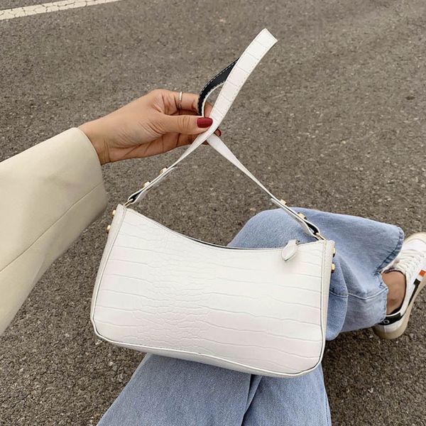 

retro crocodile pattern baguette bag women fashion pu leather armpit bag french shoulder luxury design handbag lady purse