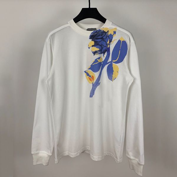 

20ss rose flower printed crewneck long sleeve sweatshirt spring autumn pullover fashion casual men women street sweater t-shirt hfymwy341, Black
