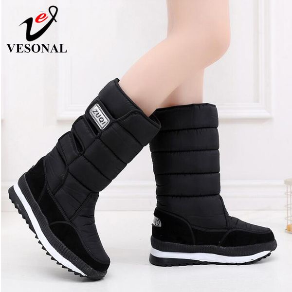 

boots 2021 warm fur plush velvet winter women snow big size 41 42 mid-calf waterproof camouflage women's shoes for woman booties, Black