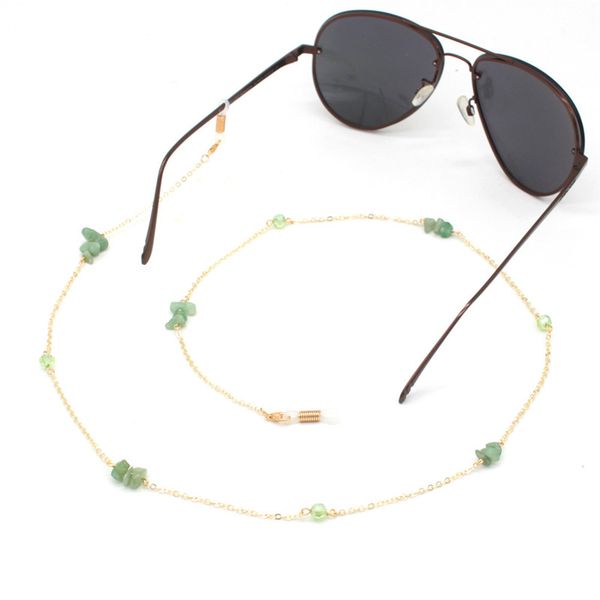 

fashion irregular stone beads charm sunglasses lanyard strap necklace metal eyeglass glasses chain cord for reading glasses, Silver