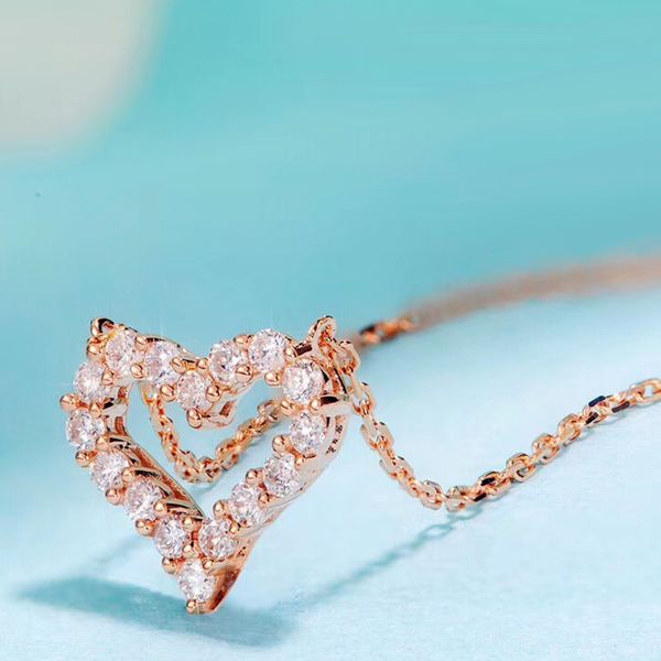 

aeaw sell like 0.15ct 18k yellow gold class lady fashion heart diamond pendant necklace for women, Silver