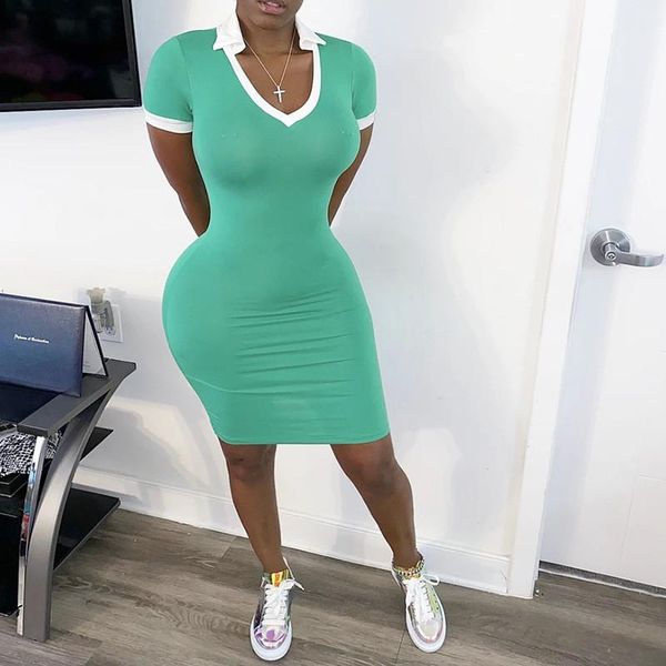 

dresses women designer clothes women dresses fashion striped panelled lapel neck polo dresses casual narural color, Black;gray