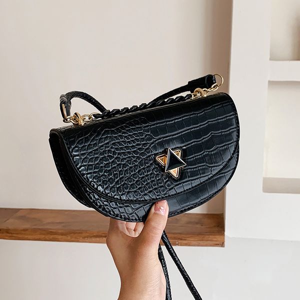 

сумки для женщин 2020 моды твердого крокодил pu кожа полукруга плеча женщин сумки мешка главного femme crossbody сумки для женщин