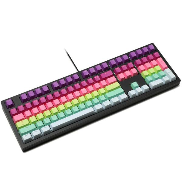 

taihao pbt double skeycaps for diy gaming mechanical keyboard backlit caps oem profile light through rainbow sherbet color