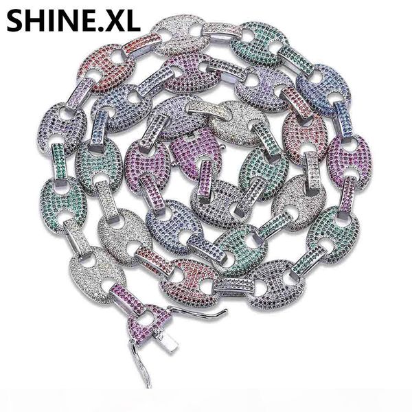 

men chain necklace copper gold silver color plate micro pave cz stone link chains bling party hip hop jewelry