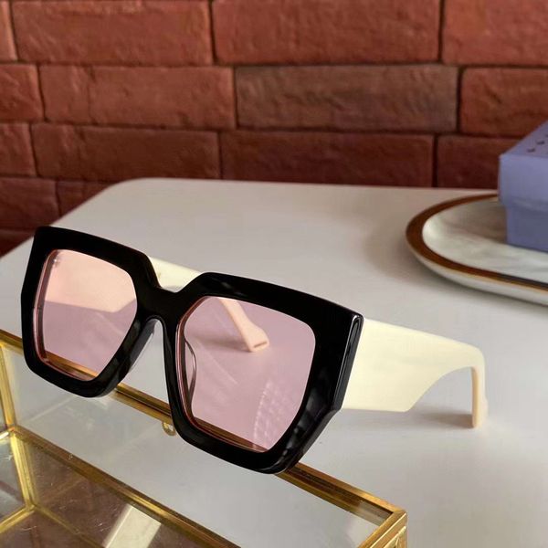 

0630 large sunglasses women black ivory/pink lenses fashion square 55mm fashion sunglasses new with box, White;black