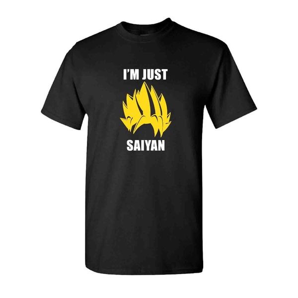 

100 % cotton t shirt for men design i'm just saiyan t-shirt funny novelty fun cotton tee sizes giftgreen t shirt