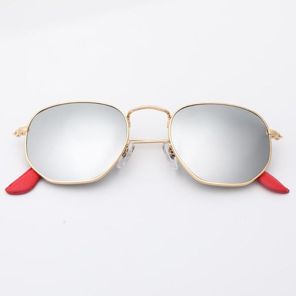 

3548 hexagonal classic sunglasses women men 51mm glass lens metal frame mirror sun glasses gafas uv400, White;black