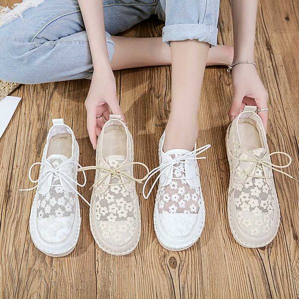 

2020 summer new forest art casual white shoes lace embroidery lace flat female shoes tide 2 colors flats for women ladies, Black