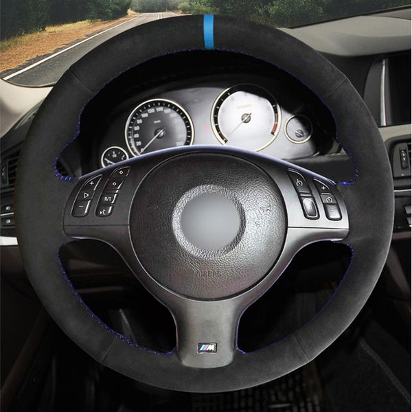 

black suede hand sew comfortable soft steering wheel cover for bmw m sport e46 330i 330ci e39 540i 525i 530i m3 e46 m5 e39 parts