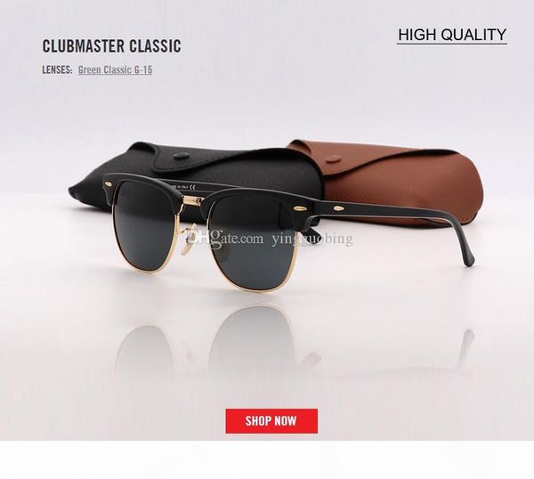 

factory wholesale 51mm half frame designer club sunglasses womens mens master uv400 protecton mirror sunglass gafas, White;black