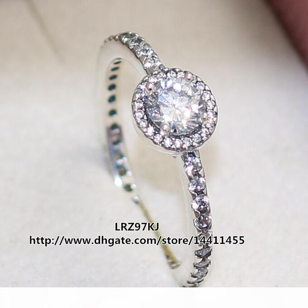 

100% 925 sterling silver classic elegance ring with clear cz european designer style jewelry charm, Golden;silver