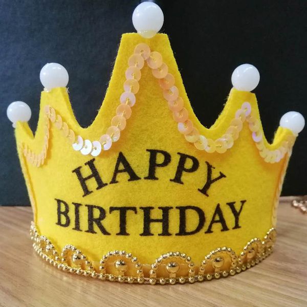 

1pc new happy birthday hat crown child universal led light birthday party hat party decorations kids and decoration globos