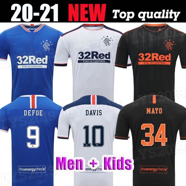 

20/21 глазго рейнджерс футбол джерси 2020 глазго рейнджерс главная синий морелос dorrans майки футбольные тавернье девис kent away футбол ун, Black;yellow