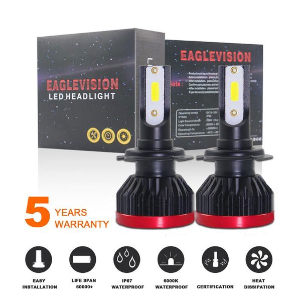 

2pcs light led driving front h7 mini ev7 car front led bright headlights bulbs kit 200w dc 9-32 v 22000lm 6000k waterproof #ger