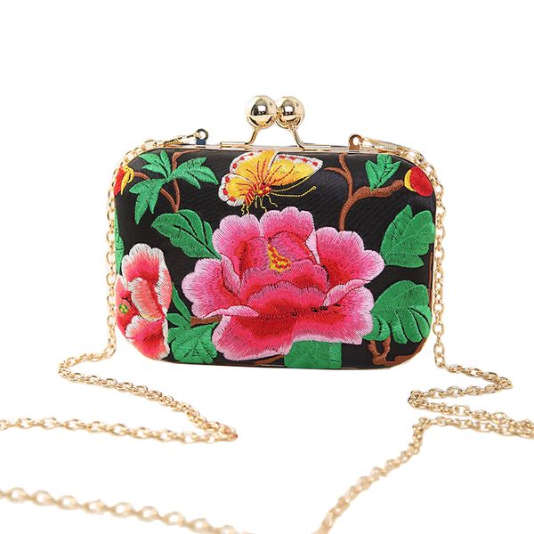 

european and american style floral handbag chain shoulder bag embroidery ethnic bags spain style evening clutch bags
