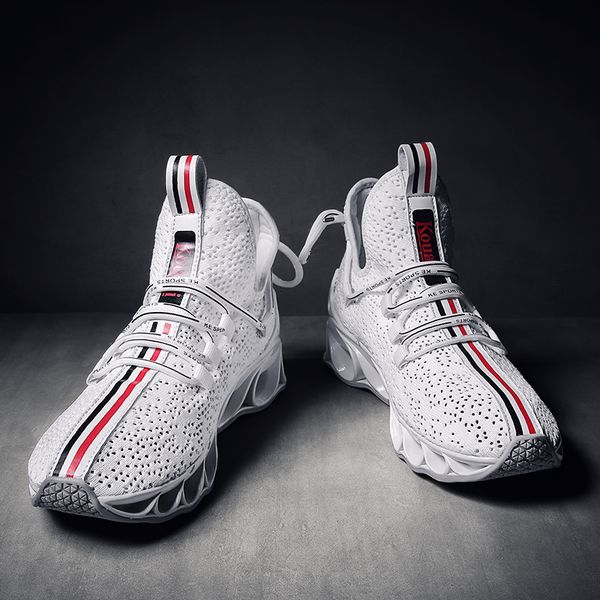 

red black striped casual shoes for men cool heel strap platform sneakers male younger fashion hollow pattern chaussure homme