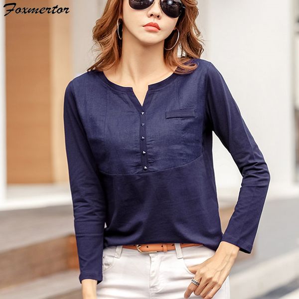 

2020 spring autumn 100% cotton t shirt women long sleeve t-shirts female ladies solid tee shirt femme casual plus size 4xl, White