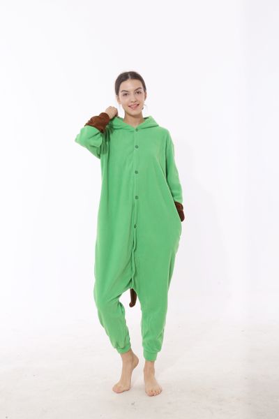 

cartoon one-piece animal women's spring mascot autumn winter thickened home wear men's flannel pajamas pajamas 37, Red;yellow