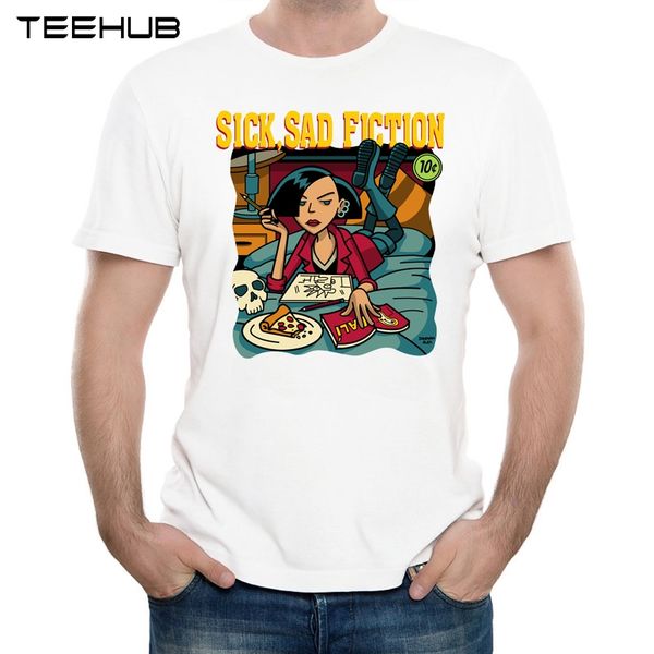 

new arrivals 2019 men's summer fashion sick sad fiction printed short sleeve t-shirt cool soft tee
