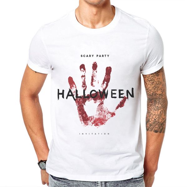 

halloween party design футболка мужчины хлопка с коротким рукавом человек футболка terrible handprint печатные повседневный мужская одежда м