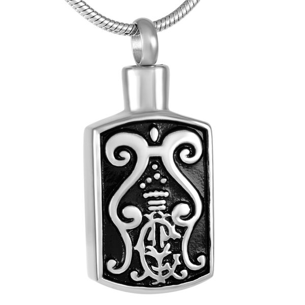 

ijd9290 stainless steel square flower pattern cremation souvenir necklace holder ashes urn memorial keepsake pendant jewelry, Silver
