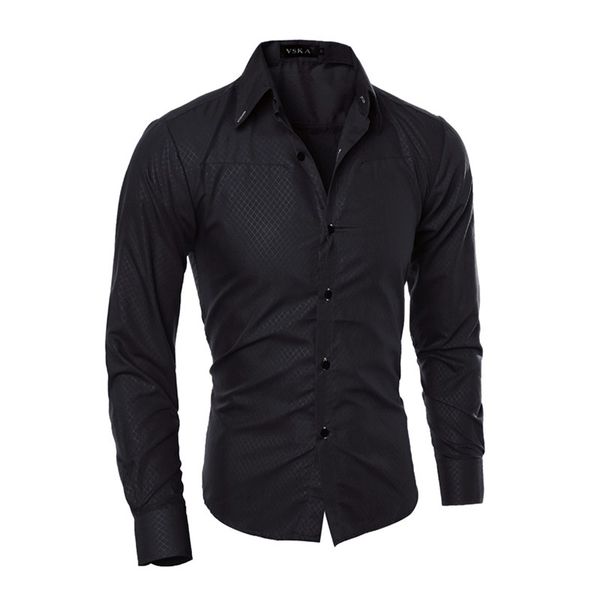 

large size men business slim-fit dark-grained men's casual long-sleeved beach shirt adds fit shirt spring autumn clothing z, White;black