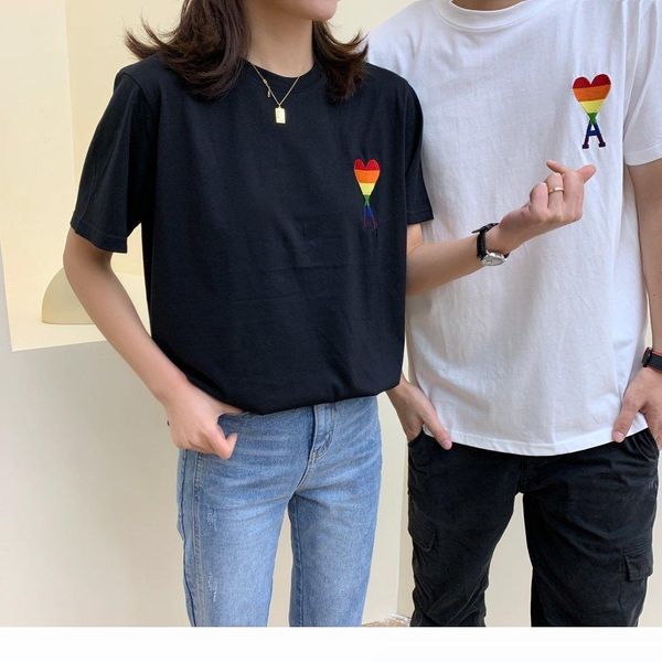 

2020 high-quality men short-sleeved summer fashion t-shirt casual comfortable round neck t-shirt fashion clothing u13j couples, White;black