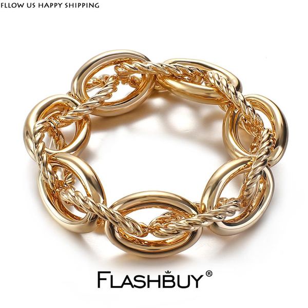 

flashbuy fashion chunky chain bracelet for women men boho punk heavy metal charm bangles friend couple jewelry gift 2020, Black