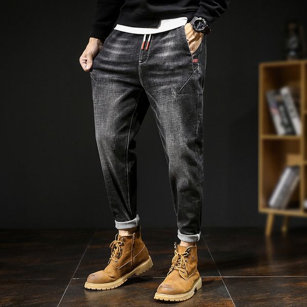 

гарем брюки джинсы мужчины осень / зима свободный плюс увеличение размера мужчин модные ноги джинсы новый большой размер стрейч, Blue